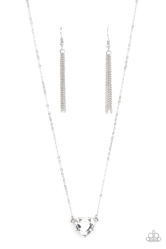 She Works HEART For The Money - White Necklace