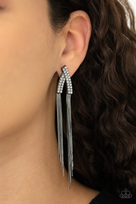 It Takes Two To TASSEL - Black Post Earrings
