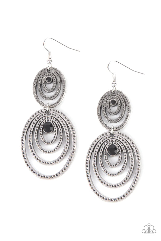 Cosmic Twirl - Black Earrings