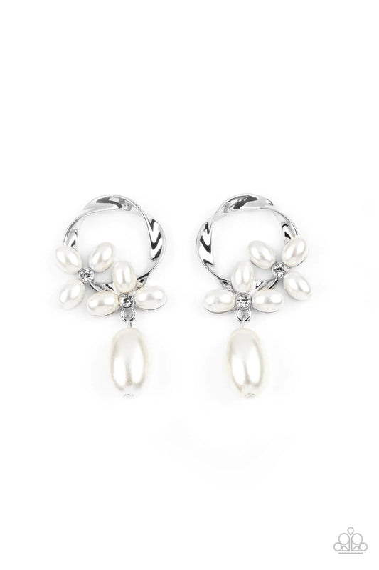 Elegant Expo - White Post Earrings