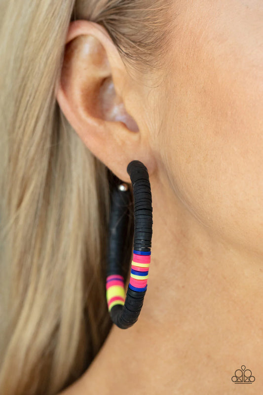 Colorfully Contagious - Black Earrings