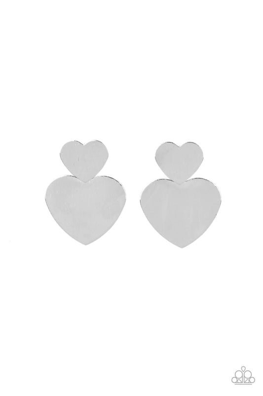 Heart-Racing Refinement - Silver Post Earrings