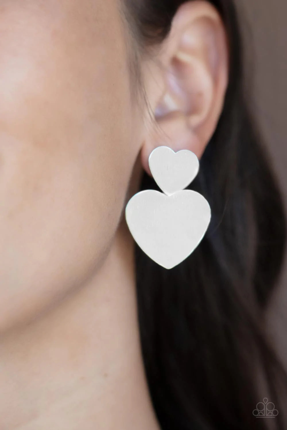 Heart-Racing Refinement - Silver Post Earrings