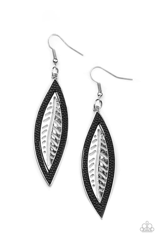 Leather Lagoon - Black Earrings