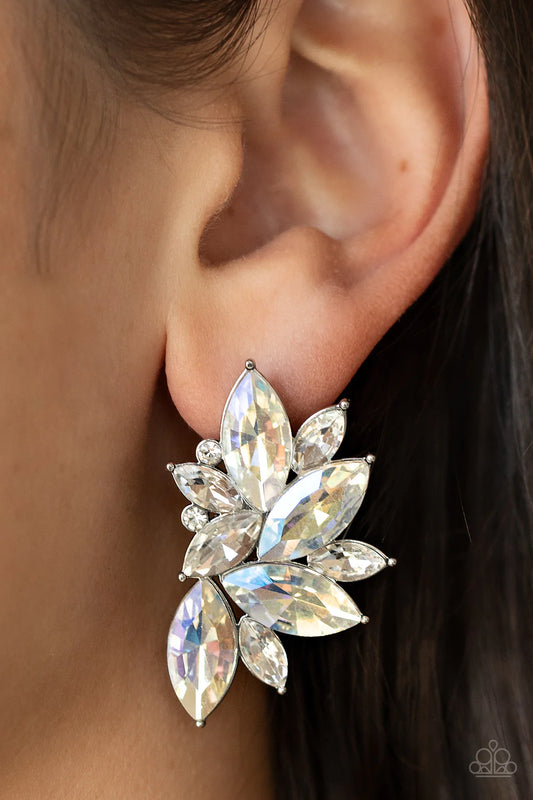 Instant Iridescence - White Post Earrings