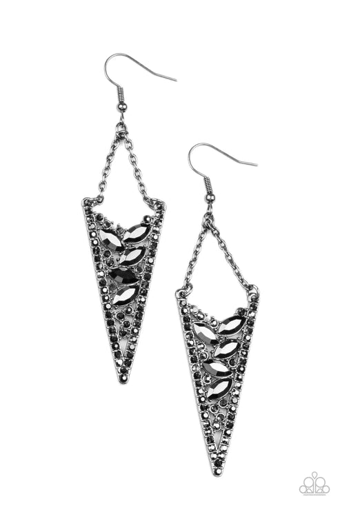 Sharp-Dressed Drama - Black Earrings