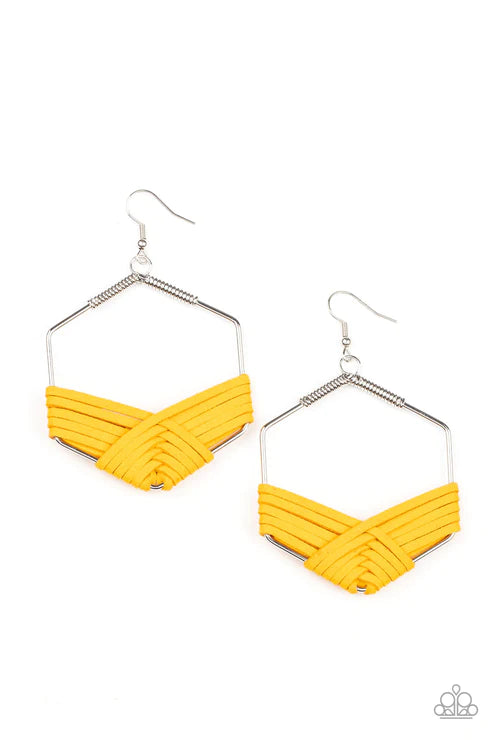 Paparazzi  Suede Solstice  Yellow Earrings