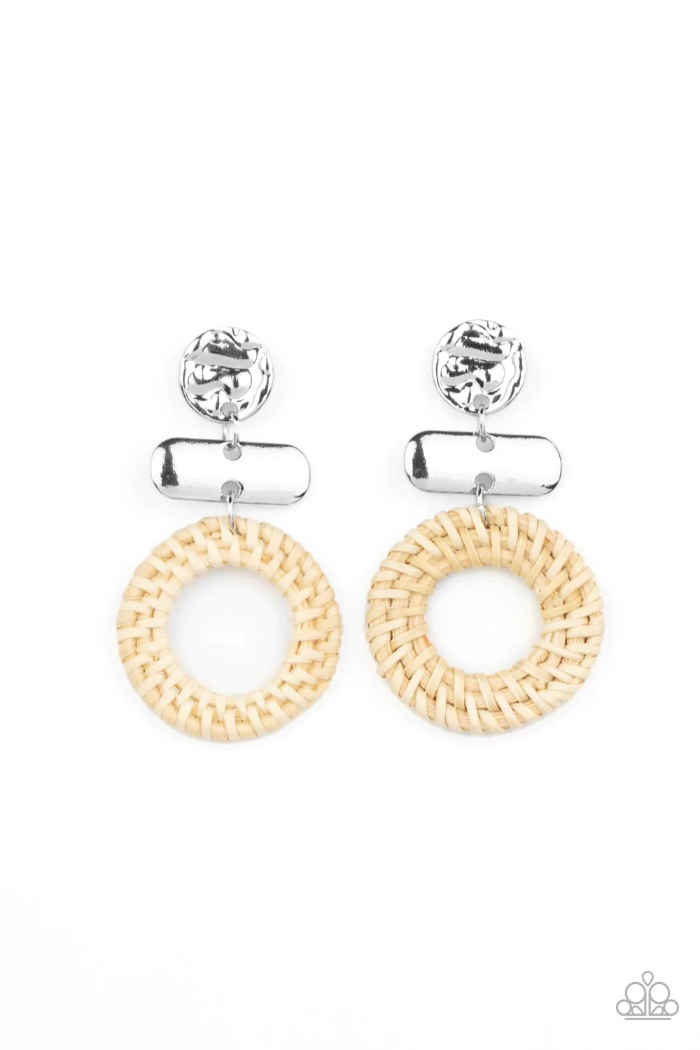 Woven Whimsicality - White Post Earrings