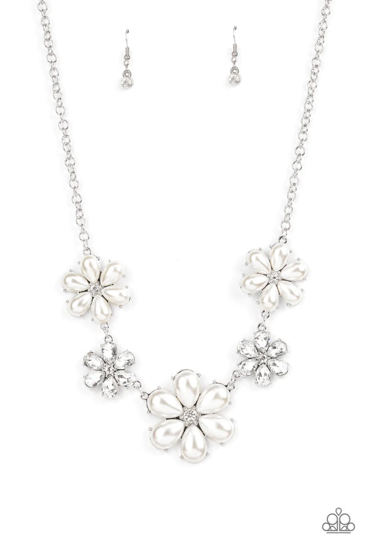 Fiercely Flowering - White  Necklace