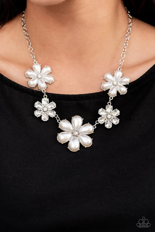 Fiercely Flowering - White  Necklace