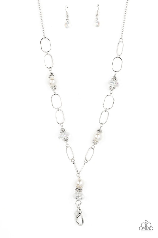Creative Couture- White Iridescent Lanyard Necklace