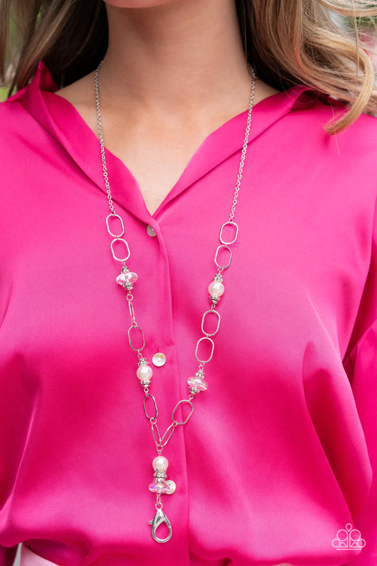 Creative Couture- White Iridescent Lanyard Necklace