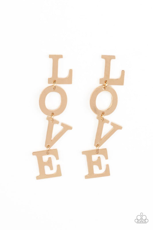 L-O-V-E - Gold Post Earrings