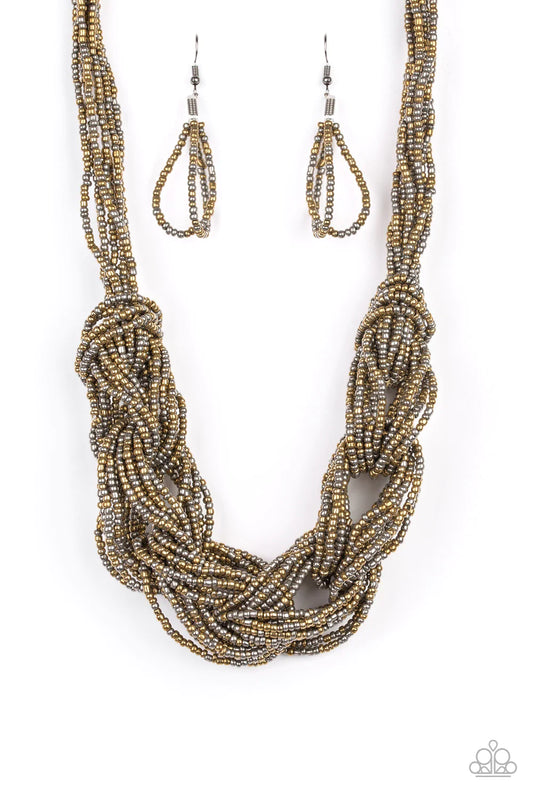 Catwalk Brass Short Seed Bead Necklace