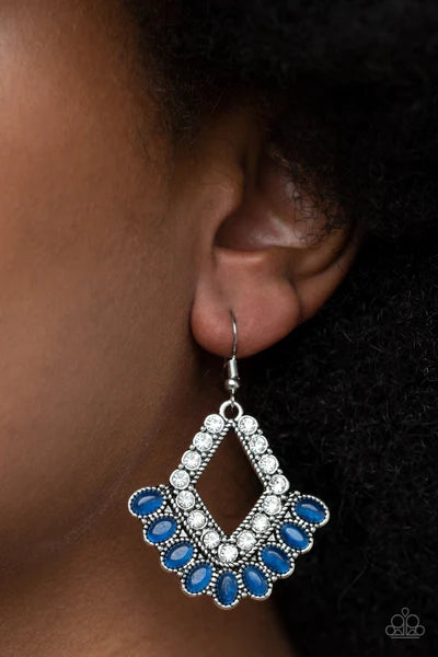 Just BEAM Happy -Blue Moonstone White Rhinestone Earrings