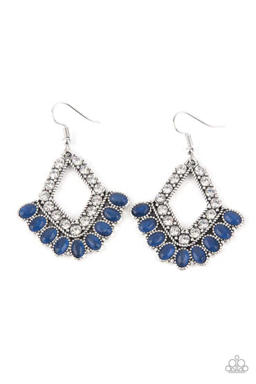 Just BEAM Happy -Blue Moonstone White Rhinestone Earrings