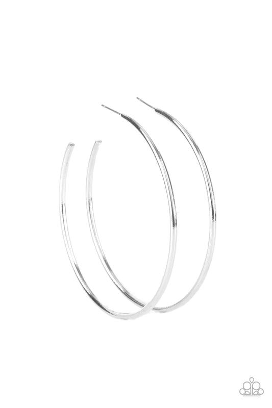 Mega Metro Silver Post Hoop Earrings