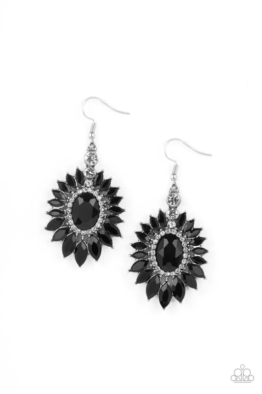 Big Time Twinkle Black and White Rhinestone Earrings