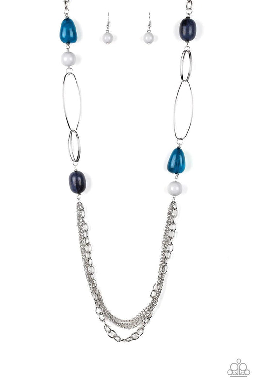 Pleasant Promenade Multi Blue and Gray Necklace