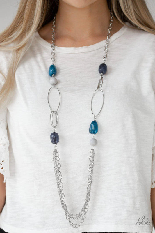 Pleasant Promenade Multi Blue and Gray Necklace